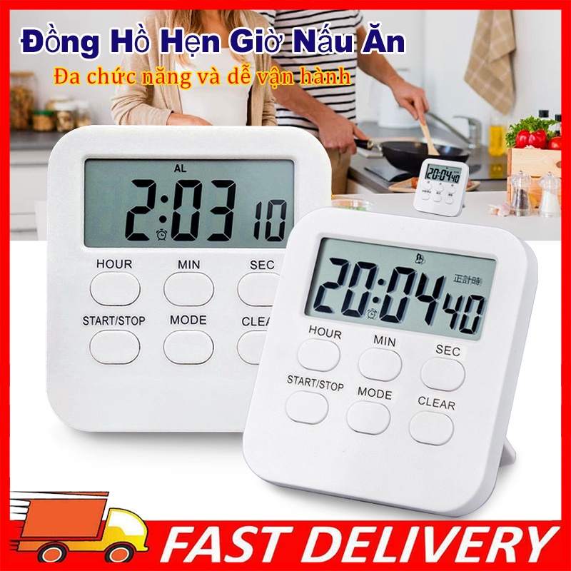 Đồng hồ hẹn giờ nấu ăn màn hình lcd kỹ Đồng hồ bấm giờ đếm ngược Mini hẹn giờ thời gian nấu ăn thuật số có nam châm tiện lợi