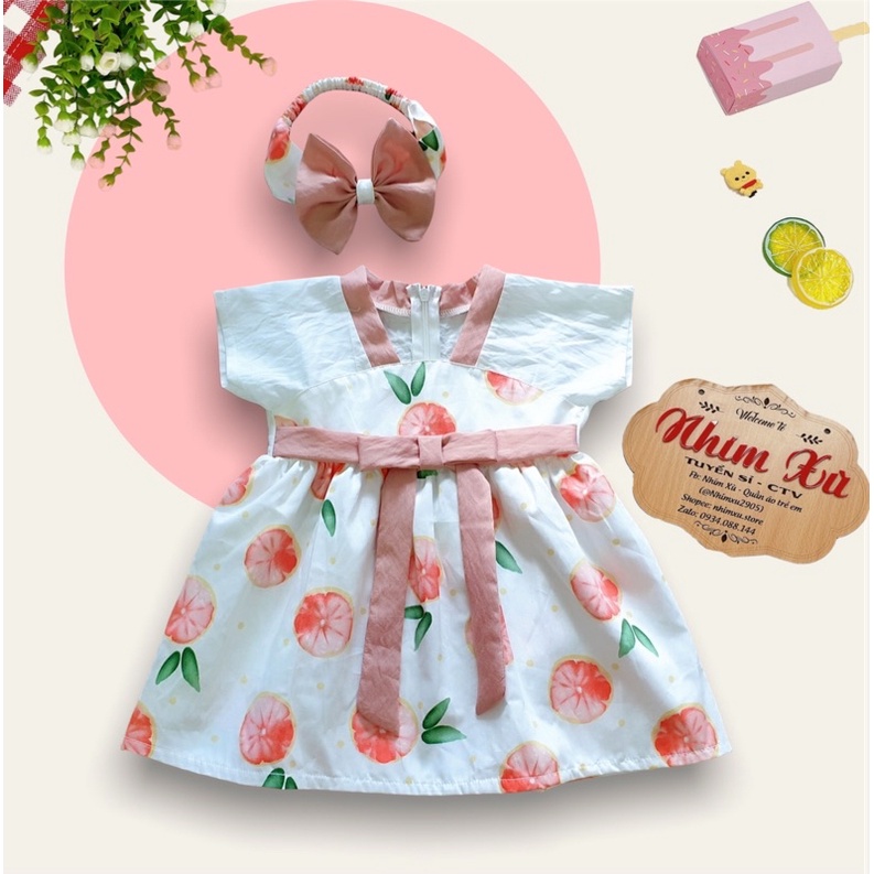 Váy hanbok Hàn Quốc hoạ tiết quả cam cho bé (4-30kg)