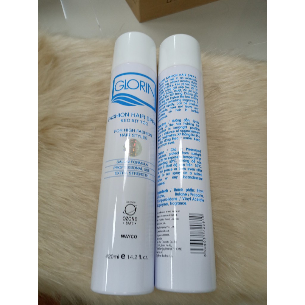 Keo xịt tóc GLORIN trắng Mỹ loại 1 420ml  tạo kiểu tóc đẹp, định hình tóc trong nhiều giờ ,tạo độ phồng mượt