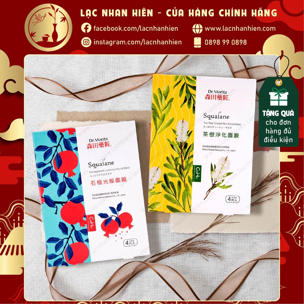 HỘP 04 MIẾNG MẶT NẠ DR.MORITA DÒNG SQUALANE THỰC VẬT