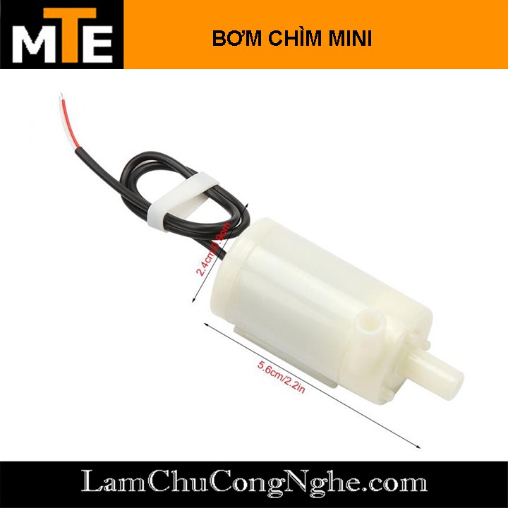 Động cơ bơm chìm mini 3-6VDC lưu lượng 1,2L -1,6L / phút 2 đầu hút đẩy