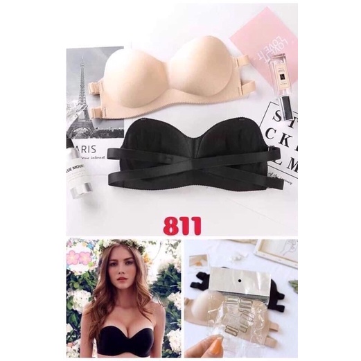 Áo bra không dây HANA áo lót nữ quây không dây quai đan chéo tặng kèm dây trong - sp 39