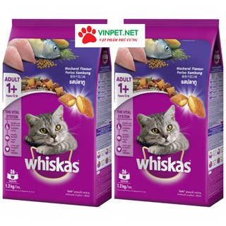 COMBO 2 TÚI THỨC ĂN WHISKAS MÈO TRƯỞNG THÀNH 1.2KG/TÚI