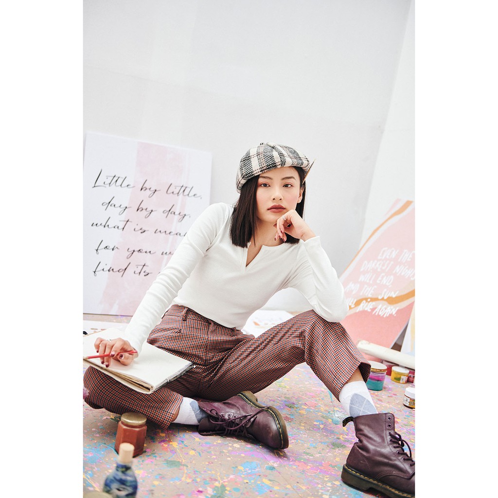 DOTTIE - Quần Tây Kẻ Ô Ống Đứng Đỏ Nữ Q0031 | BigBuy360 - bigbuy360.vn