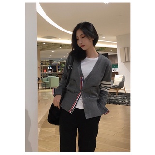 [SẴN XÁM M] Áo cardigan len sọc  Thombrowne