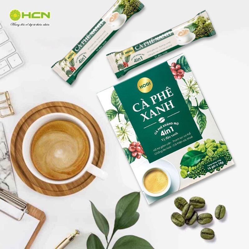 Cà Phê Xanh Hogi 4in1  - Hỗ trợ giảm cân dưỡng dáng, tăng cường trao đổi chất