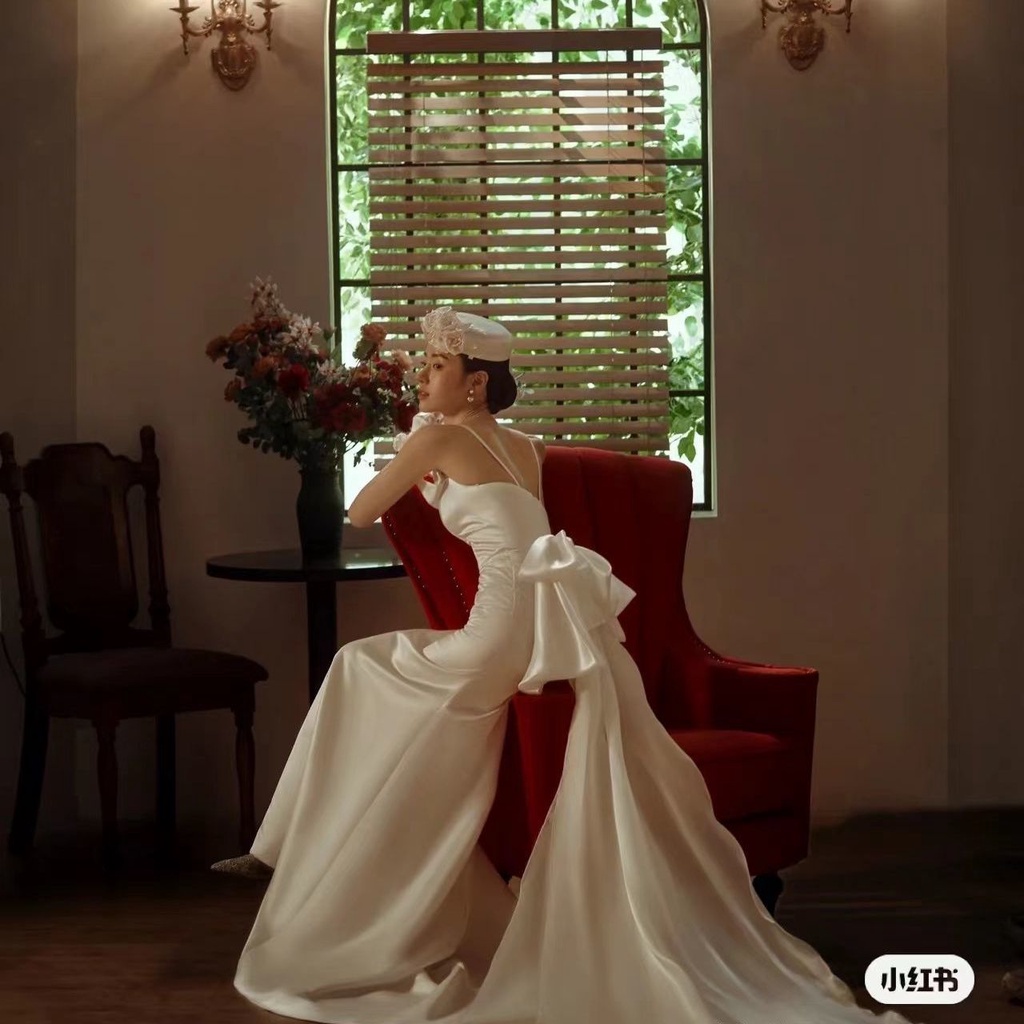 Găng Tay Vải Satin Đính Hoa Dùng Làm Đạo Cụ Chụp Ảnh Cho Cô Dâu