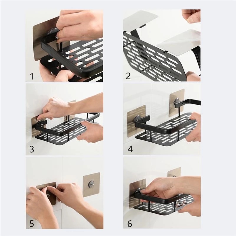 Kệ Đựng Đồ Dùng Gắn Góc Tường Không Cần Khoan Tiện Dụng Cho Nhà Tắm / Nhà Vệ Sinh