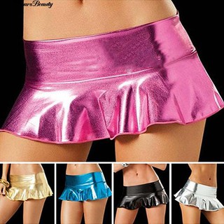 Chân váy da bóng màu trơn thời trang cho nữ