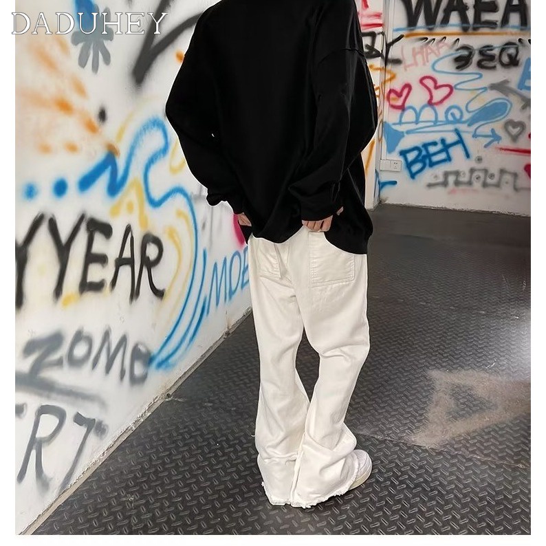 DaDuHey Men 'S Ins American Fashion Brand Hiphop Pants Handsome Fried Street Raw Hem Jeans