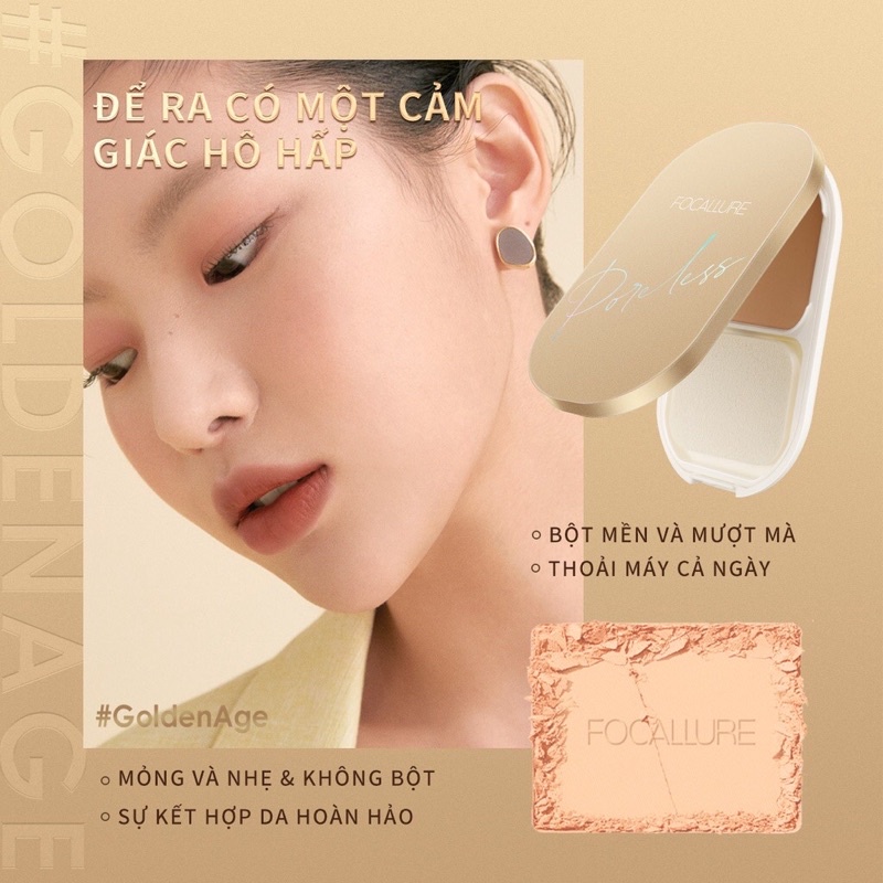 Phấn phủ FOCALLURE Lasting Poreless Compact Powder làm mờ lỗ chân lông