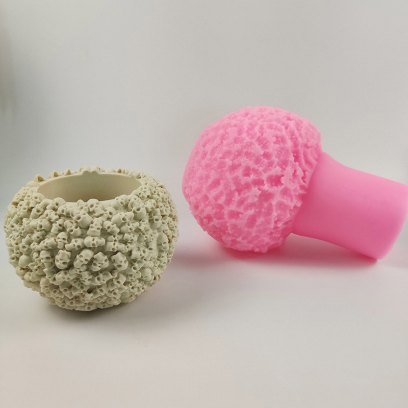 Sa Khuôn Silicon Làm Chậu Hoa Hình Đầu Lâu Trang Trí Halloween