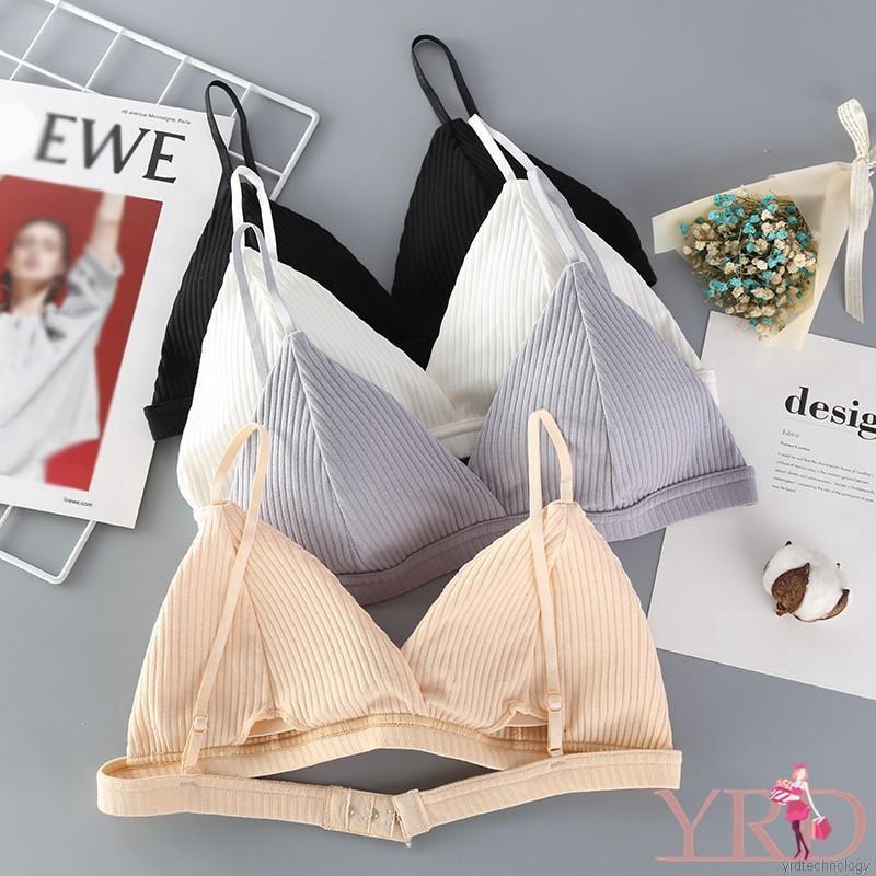 Áo ngực cotton không gọng thép trơn màu nữ tính