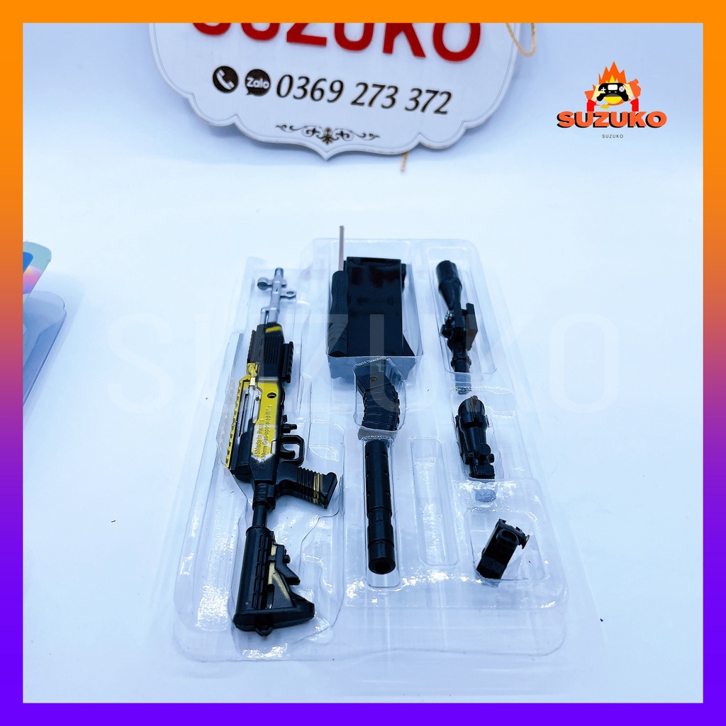 Mô hình súng pubg kim loại lắp ráp SKS Ebony dài 20cm mô phỏng giống thật trong game