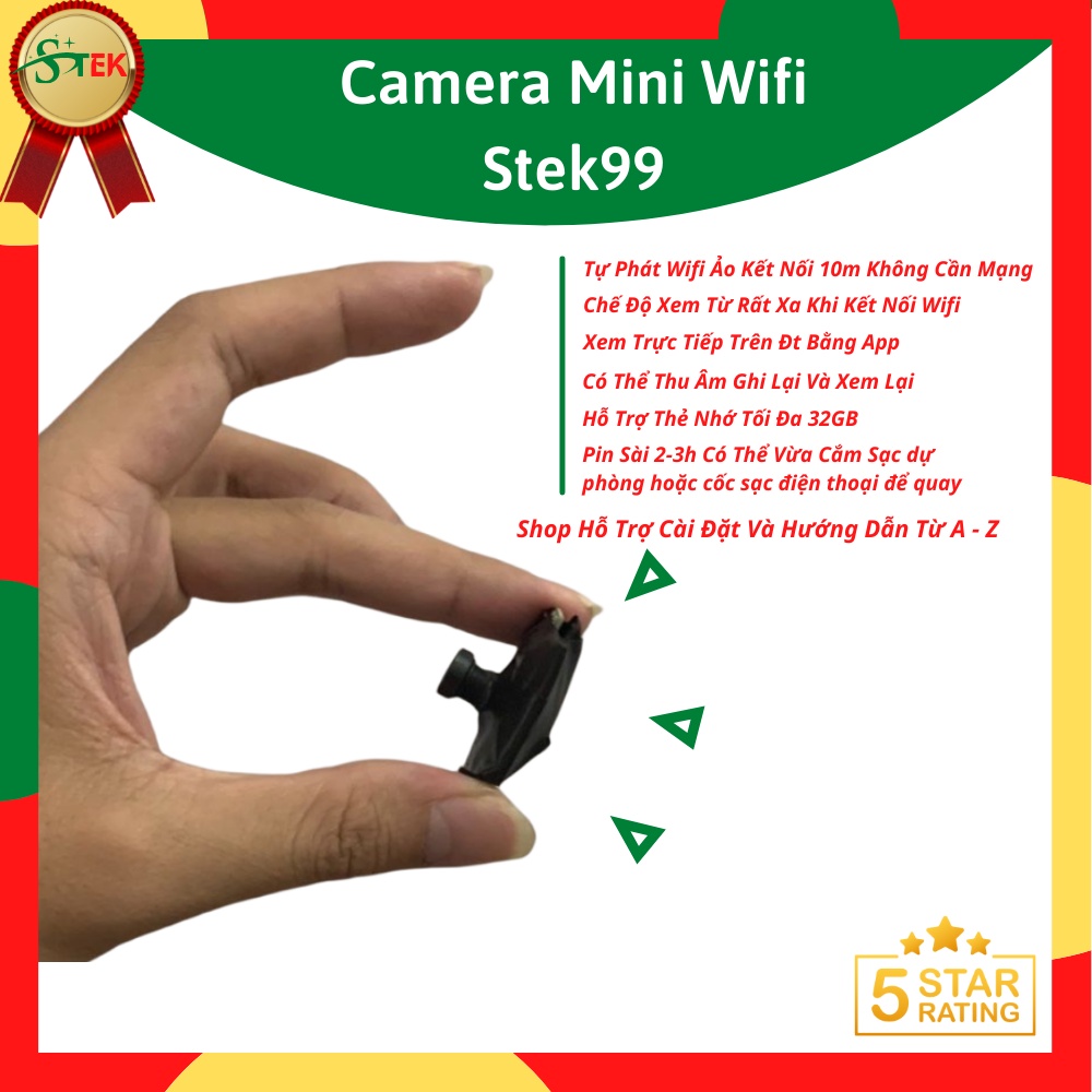 Camera Mini Wifi Xem Trực Tiếp Trên Điện Thoại Bằng App Gọn Nhẹ Thu Âm Ghi Hình Khó Phát Hiện Hỗ Trợ Thẻ SD 32GB