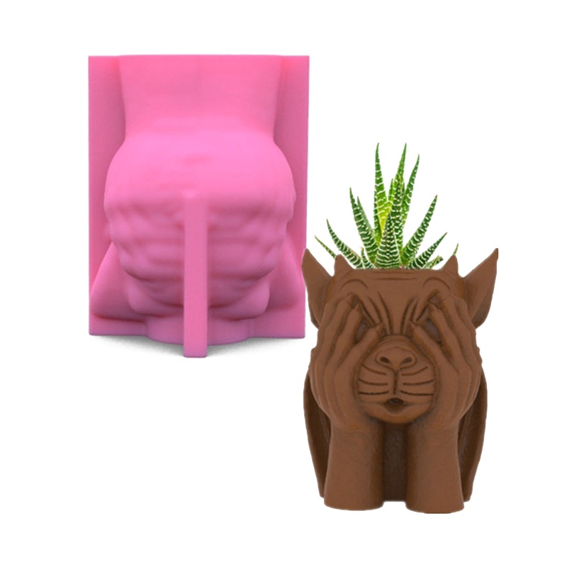 Sa Khuôn Silicon Làm Giá Đỡ Bút Hình Bình Hoa Gypsum