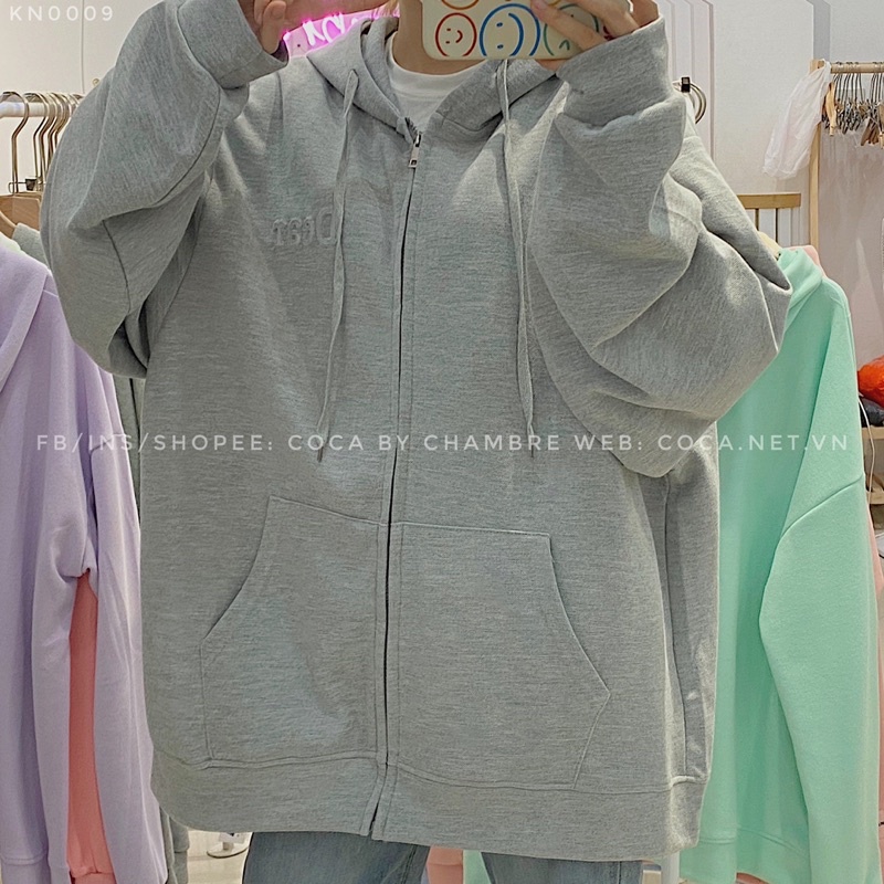 [KN0009]🍭 Áo khoác HOODIE ZIP nỉ hạt in dập nổi phản quang DEAR form oversize (Có sẵn/ảnh thật) | BigBuy360 - bigbuy360.vn