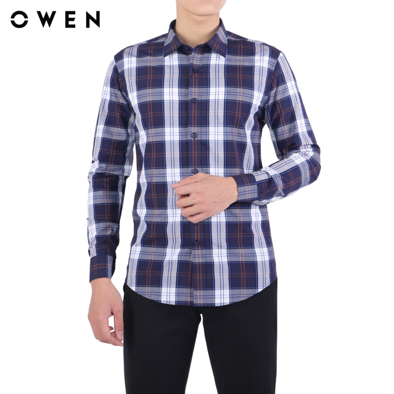 Áo sơ mi Dài tay Owen Bamboo Slim Fit màu Navy - AS61049D