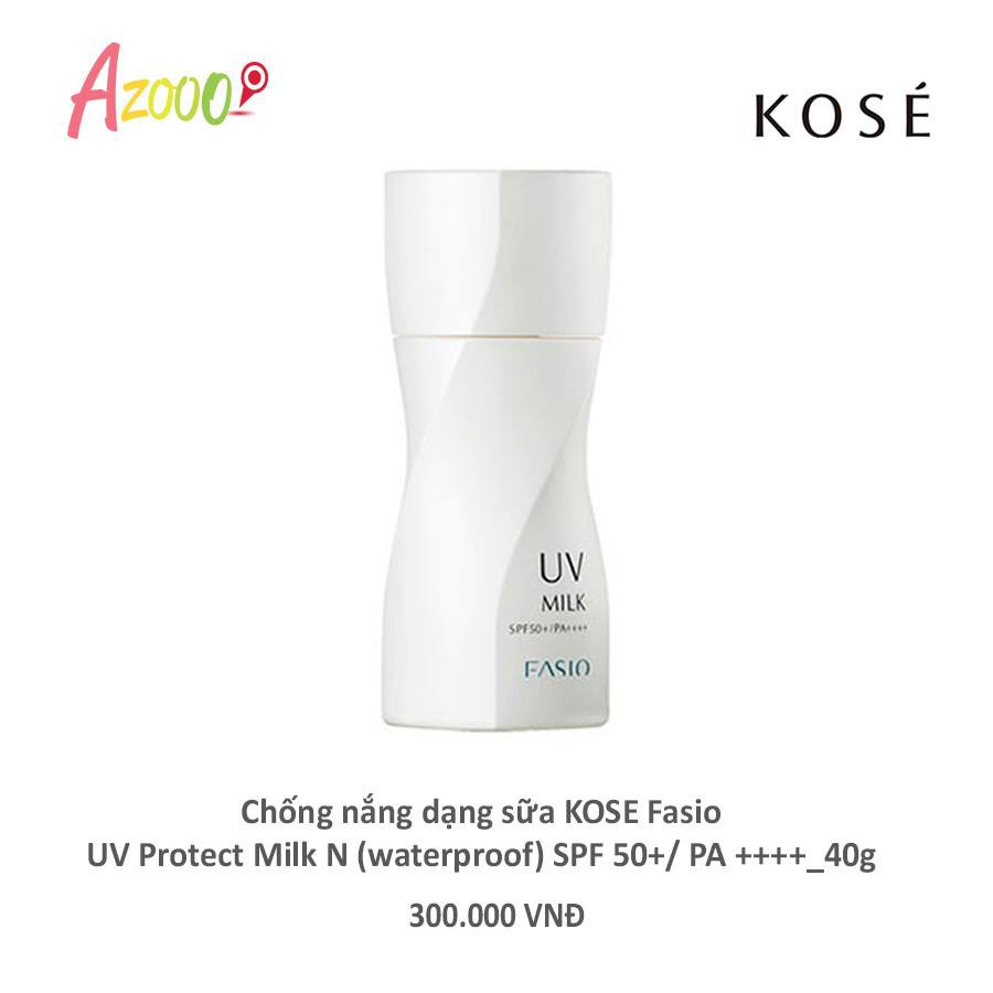 Chống nắng dạng sữa KOSE Fasio UV Protect Milk N ( waterproof) SPF 50+/ PA ++++_40g