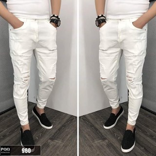 QUẦN JEAN NAM TRẮNG RÁCH NHIỀU CÁ TÍNH FORM CHUẨN