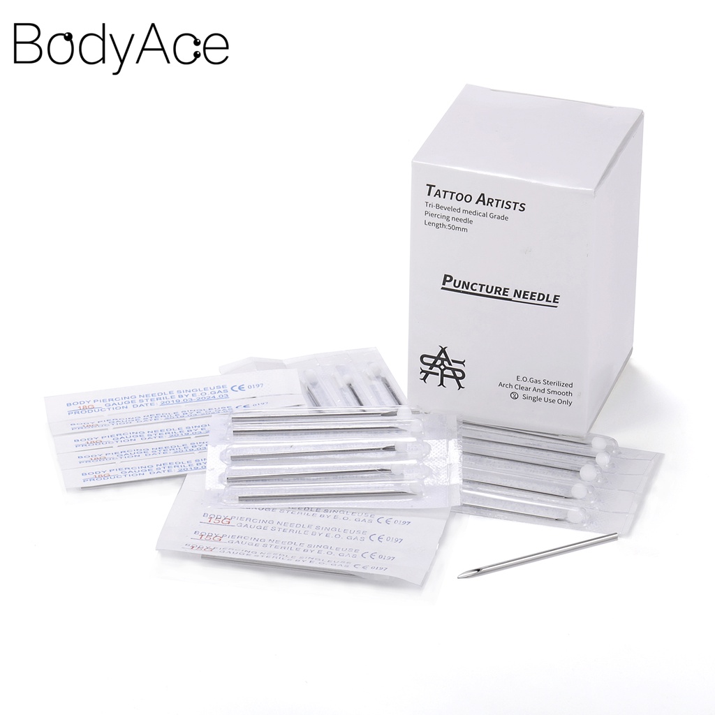 1 Bộ Dụng Cụ Xỏ Khuyên Bằng Thép Không Gỉ 316L 12/14/16/18/20G