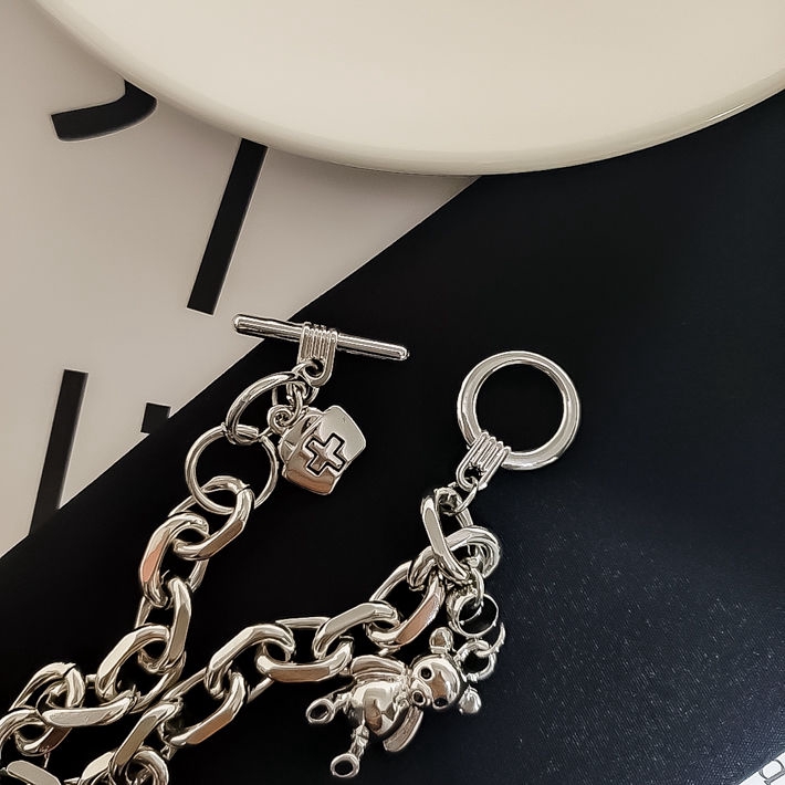 Vòng Tay Kim Loại Mặt Hình Gấu Phong Cách Punk 22208