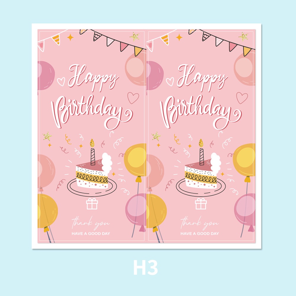 Set 50 Nhãn Dán Trang Trí Túi Bánh Sinh Nhật In Chữ Happy Birthday