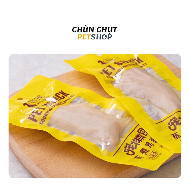 Ức gà tươi hấp ăn liền PETSNACK cho Chó Mèo - Snack cho Thú cưng gói 40g