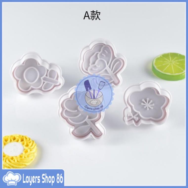 Bộ 4 Khuôn cookie cutter tạo hình bánh quy Tết hàng đẹp