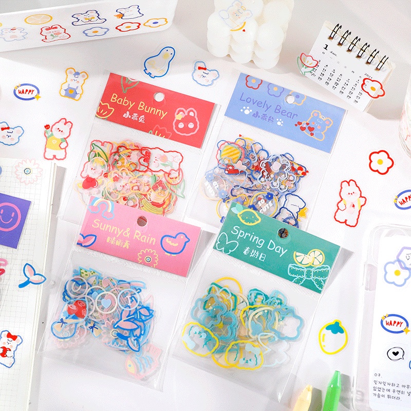 Sticker dán hoạt hình siêu cute dễ thương dán sổ, dán điện thoại đẹp