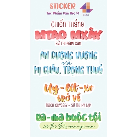 Sticker Văn Học 10