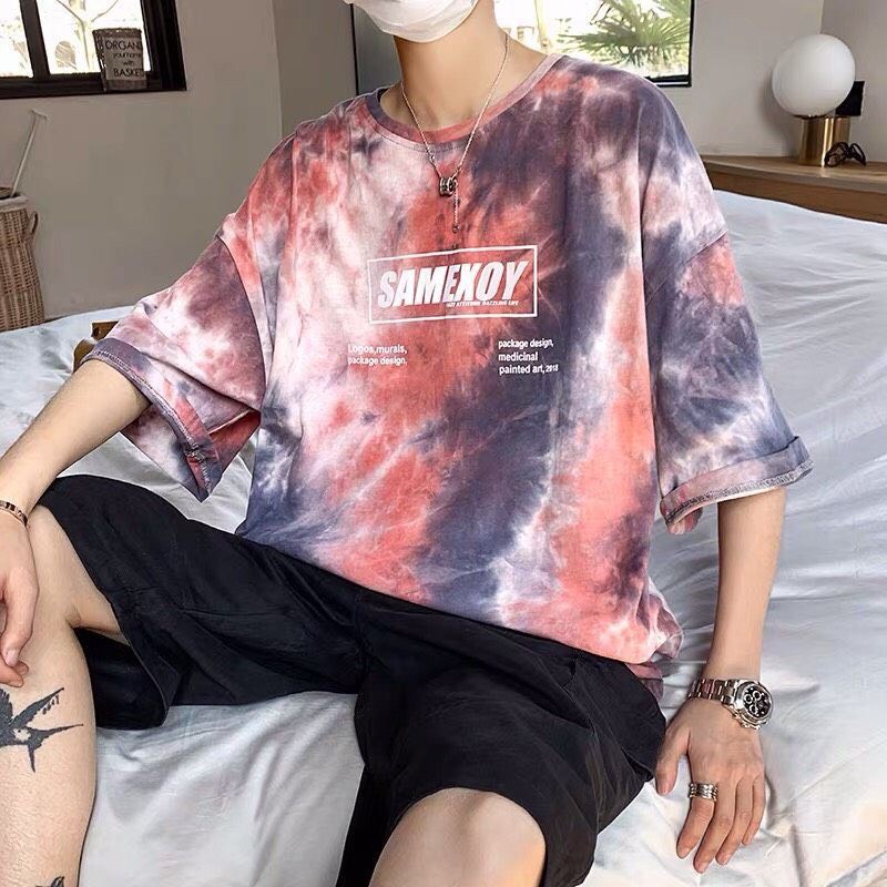 Áo Thun nam nữ UNISEX loang phối màu in chữ samexoy- áo phông tay lỡ cổ tròn chất cotton mát mịn WAT447 phong cách