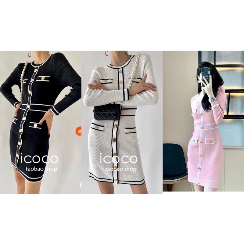 Váy Len Cúc Đồng Chạy Viền