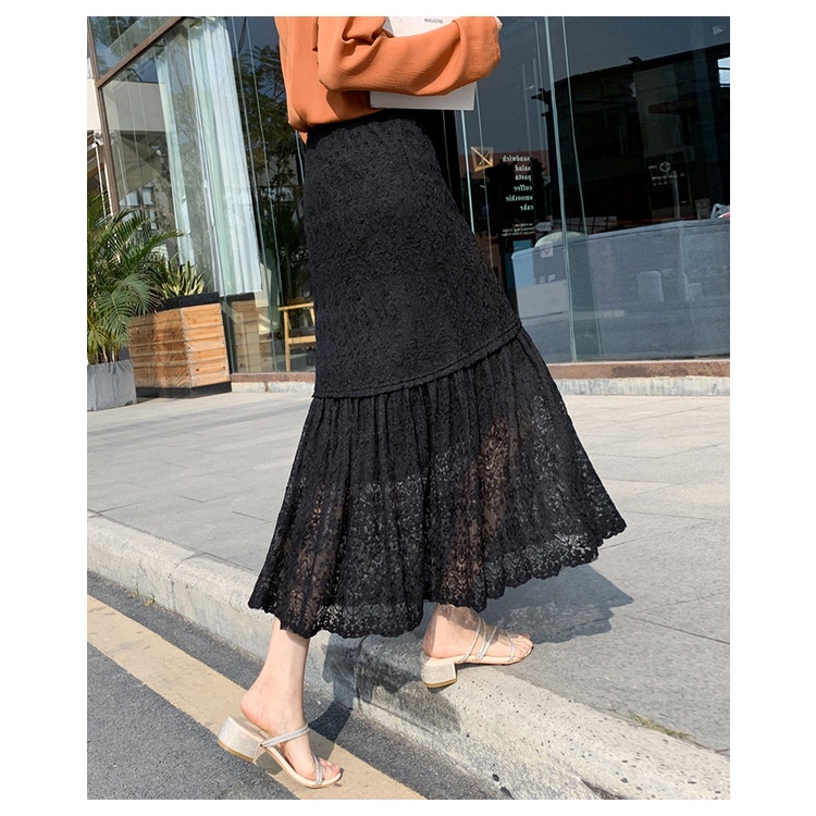 Chân váy xòe dáng dài phối ren VAY149