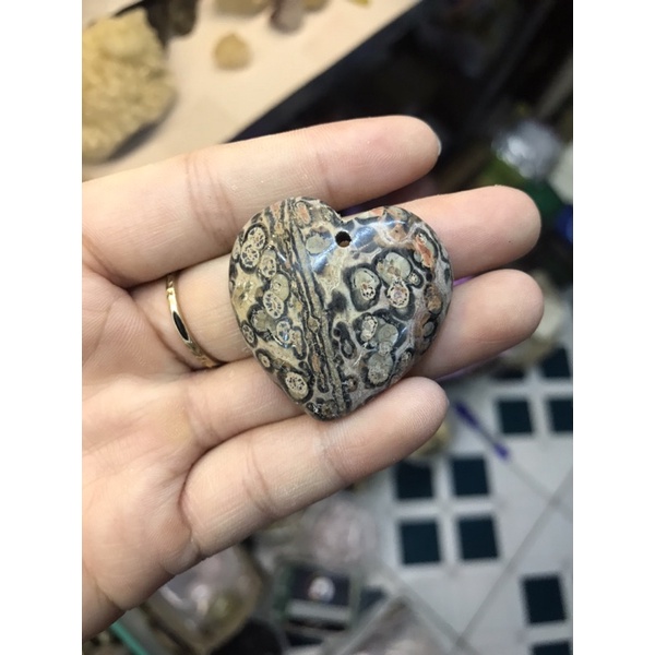 Mặt đá trái tim Leopard Jasper phong cách Boho Gothic cá tính