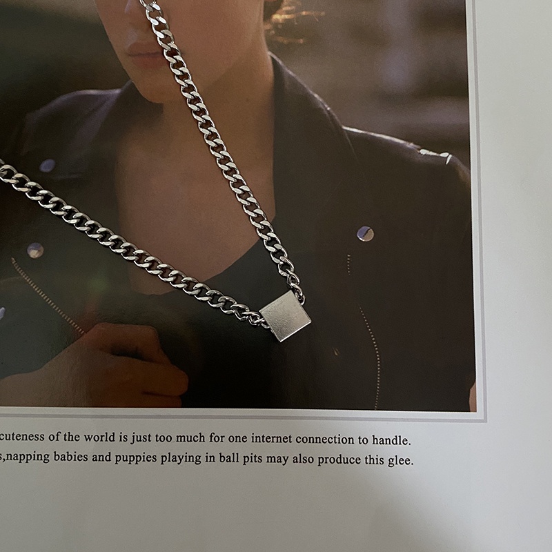 Vòng cổ mặt vuông phong cách hiphop thời trang đơn giản cho nữ