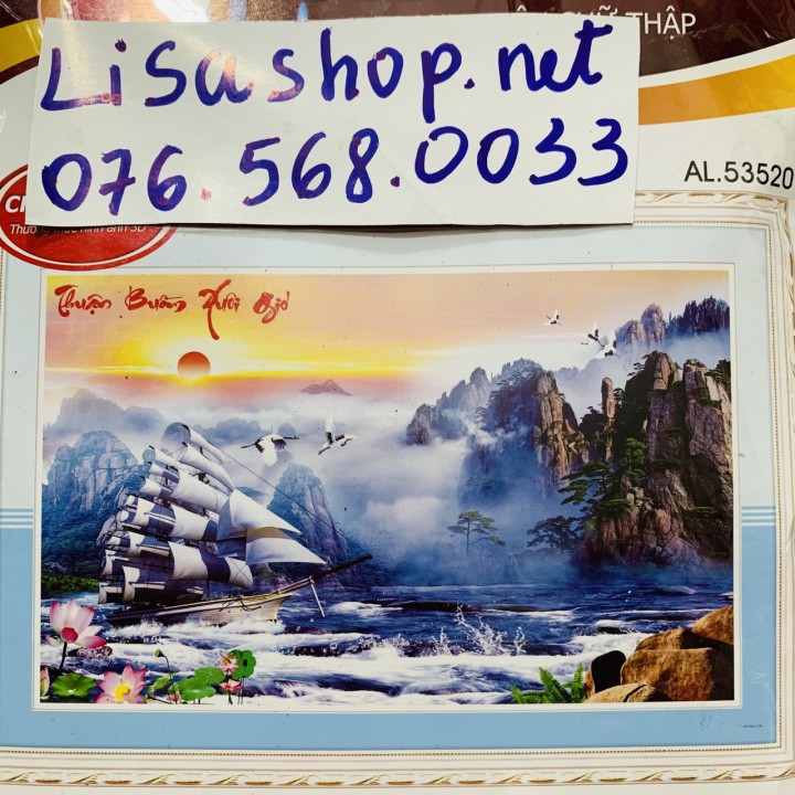 Tranh thêu chữ thập THUẬN BUỒM XUÔI GIÓ 91x60cm chưa thêu 53520