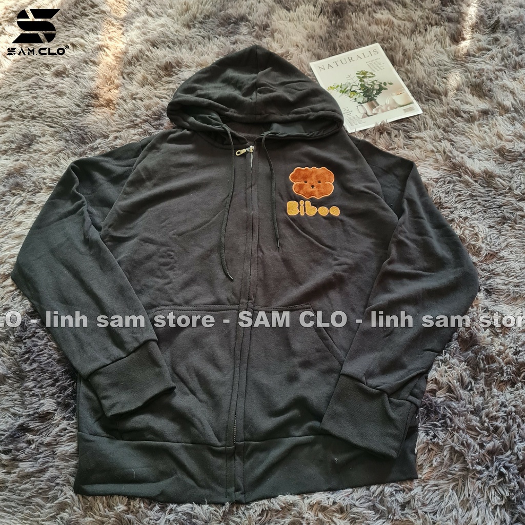 Áo khoác nỉ SAM CLO có mũ - ÁO HOODIE khóa kéo freesize nữ dáng unisex mặc nhóm, cặp - couple thêu hình GẤU BIBOO | BigBuy360 - bigbuy360.vn