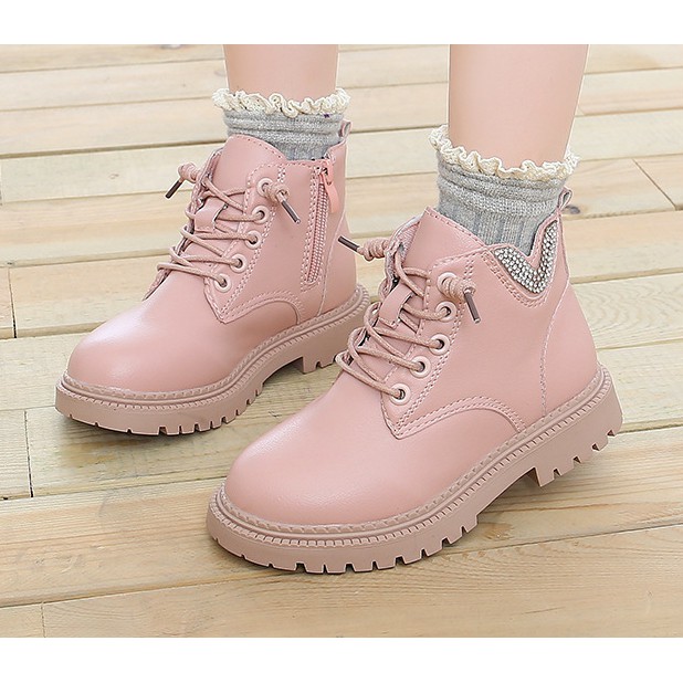 giày boots cao cấp da mềm, đế êm cho bé gái  B035