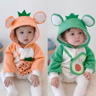 Bộ áo liền quần dài tay có mũ đáng yêu cho bé