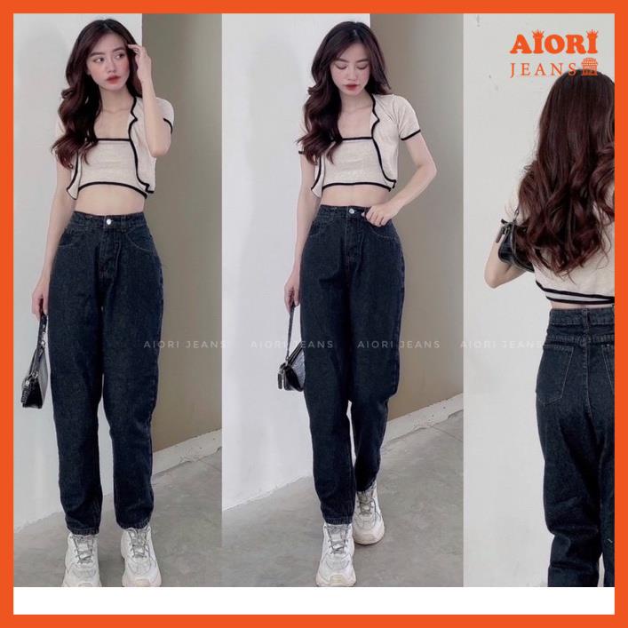 [Mã SRAPR8703 giảm 50% tối đa 20k đơn 0Đ] Quần Jean Nữ Aiori Lưng Cao Baggy Bò Trơn Lai Cuốn Phong Cách Hàn Quốc_Mã 080 | BigBuy360 - bigbuy360.vn