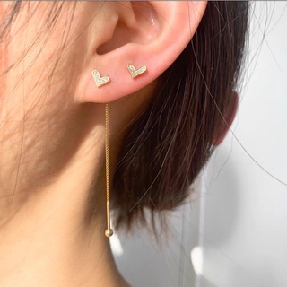 Khuyên tai bông tai tim đá dài bất đối xứng I 2 GIRLS ACCESSORIES I