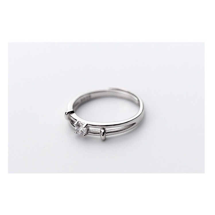 [Freesize] Nhẫn Đôi Nam/ Nữ Bạc 925 Cao Cấp ERASHOP 077907 - Hột Đá Viền Trơn Độc Đáo, Đơn Giản, Cá Tính Siêu Rẻ Đẹp