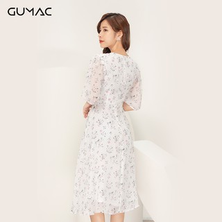 Đầm hoa phối nút bọc GUMAC DA9105