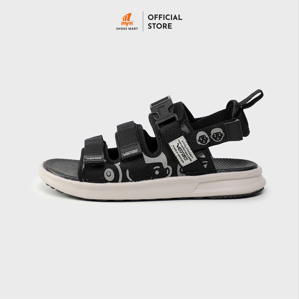 [Mã SKAMLTSM9 giảm 10% đơn 99K] Giày Sandal Vento 3 Quai NB80 màu đen in hoạ tiết hoạt hình kết hợp đế IP