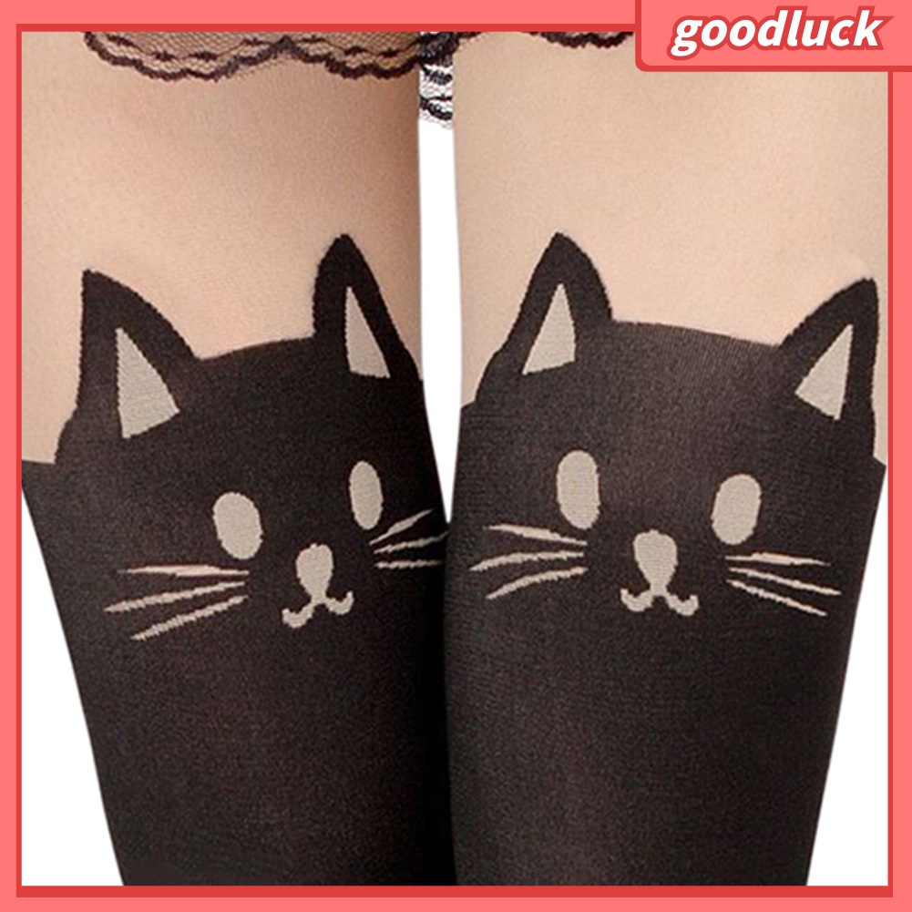Quần vớ in họa tiết mèo xinh xắn thời trang dành cho nữ