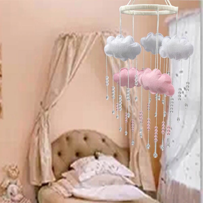 Chuông Gió Lục Lạc Hình Đám Mây Pha Lê Di Động Treo Nôi Em Bé Sơ Sinh Trang Trí Phòng