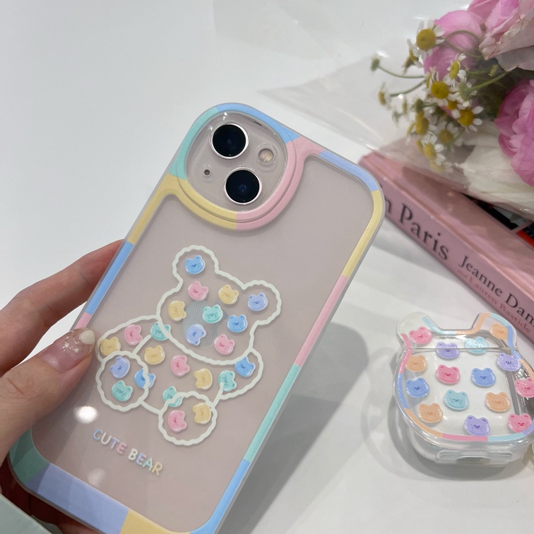 Vỏ Bảo Vệ Hộp Sạc Tai Nghe airpods 1 2 pro Bằng tpu Mềm Hình Đầu Gấu Màu Sắc