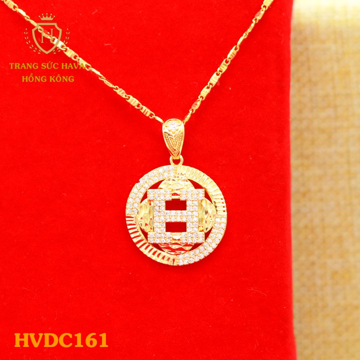 Dây Chuyền, Vòng Cổ Nữ Mặt Chữ H Đính Đá Màu Trắng Xi Mạ Vàng Non Cao Cấp - Trang Sức Hava Hong Kong - HVDC161