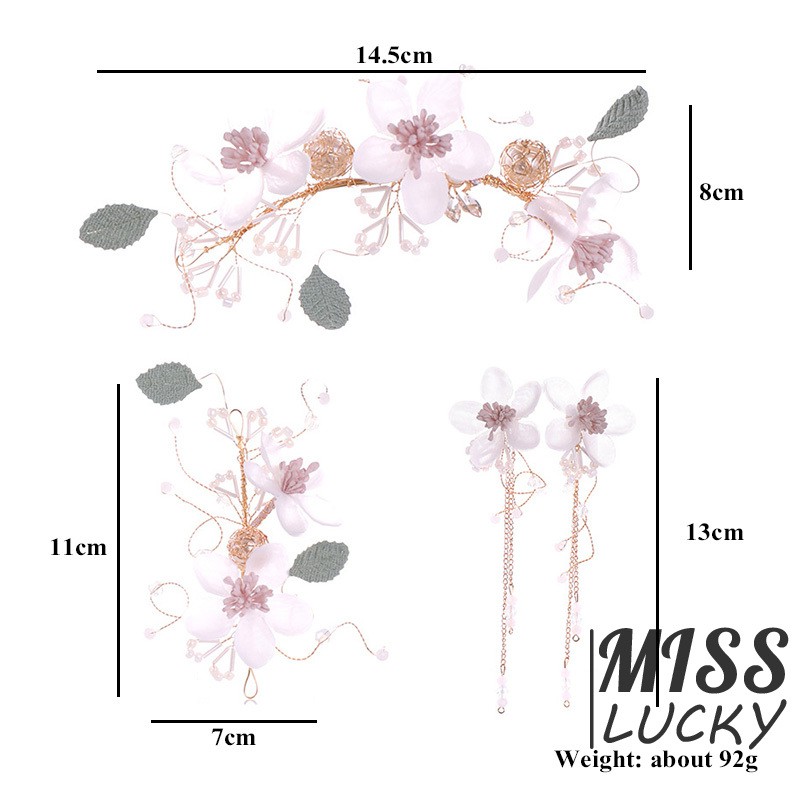 Set vòng hoa và đôi khuyên tai phong cách Hàn Quốc thanh tú cho bé